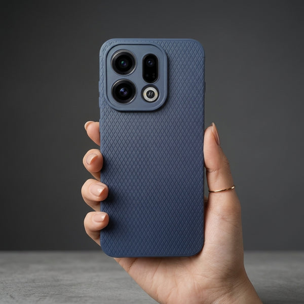 Dark Blue Line Wave Silicone Case for Oppo Find X9