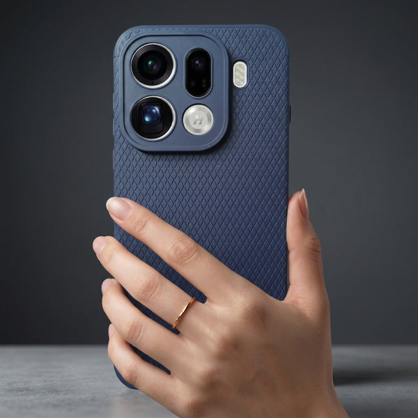 Dark Blue Line Wave Silicone Case for Oppo Find X9 Pro