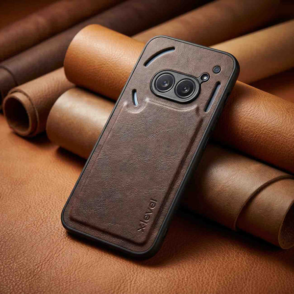 X-LEVEL Dark Brown Leather Case for Nothing Phone 2A