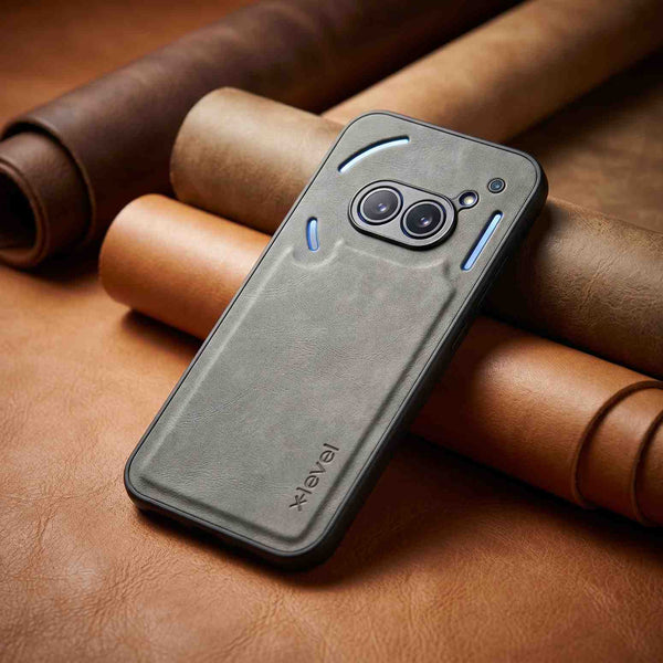 X-LEVEL Grey Leather Case for Nothing Phone 2A