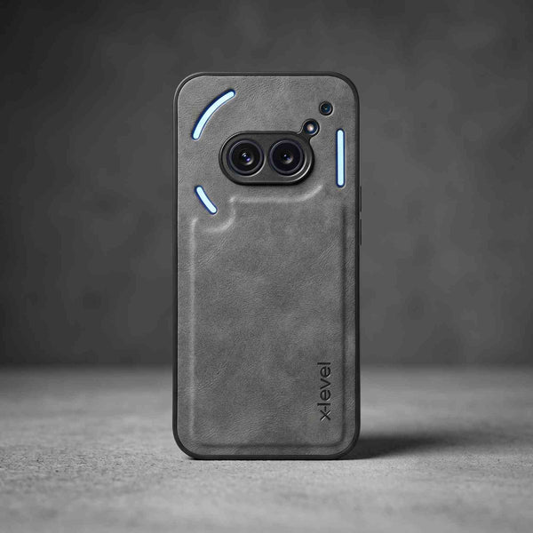 X-LEVEL Grey Leather Case for Nothing Phone 2A