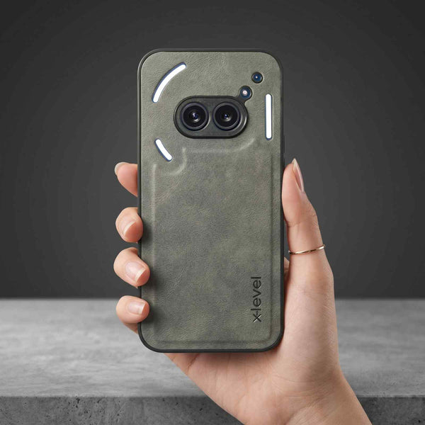 X-LEVEL Grey Leather Case for Nothing Phone 2A
