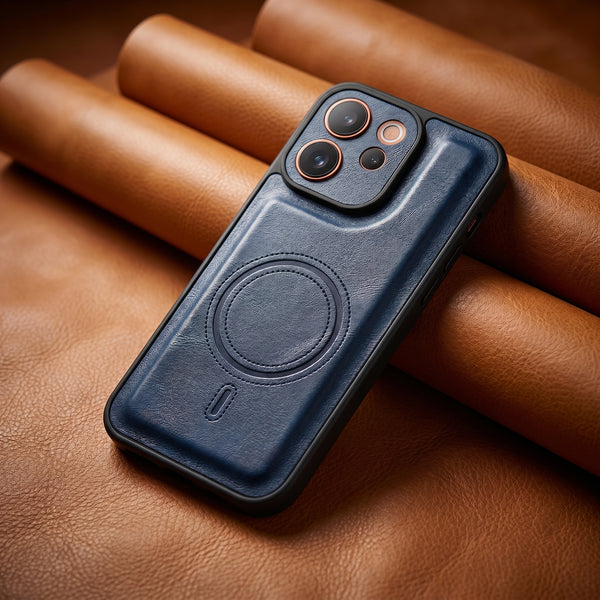 Crest Dark Blue Leather Case for Vivo V70