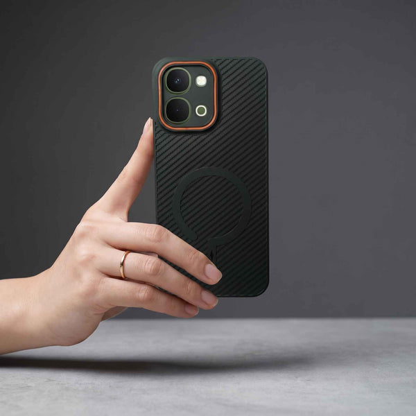 Gripon Black (ORANGE RING) Silicone Case for Vivo T5x