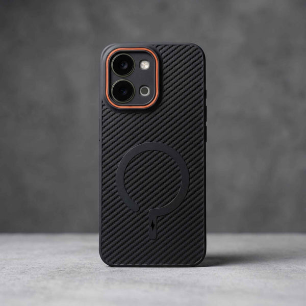 Gripon Black (ORANGE RING) Silicone Case for Vivo T5x