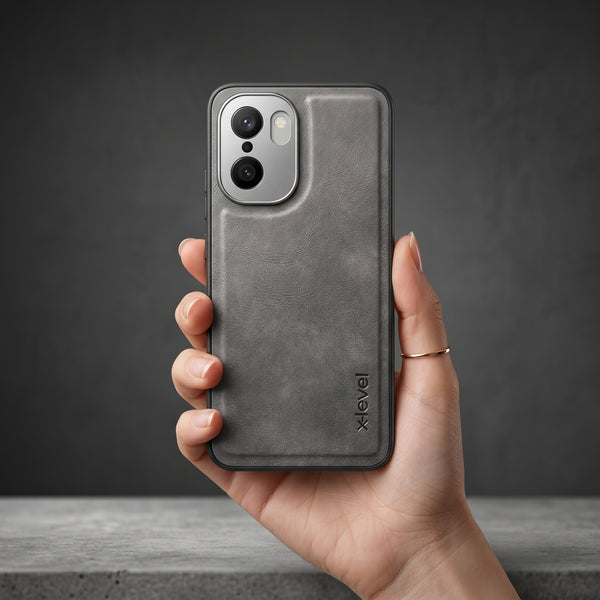 X-LEVEL Grey Leather Case for Oneplus 15R