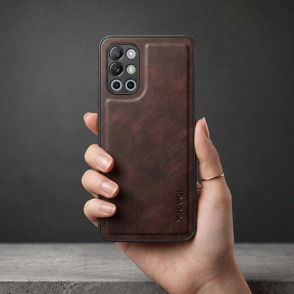 X-LEVEL Dark Brown Leather Case for Oneplus 9r