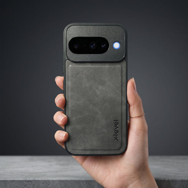X-LEVEL Grey Leather Case for Google pixel 10