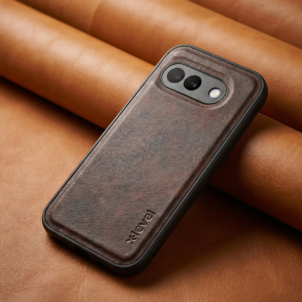 X-LEVEL Dark Brown Leather Case for Google pixel 9a
