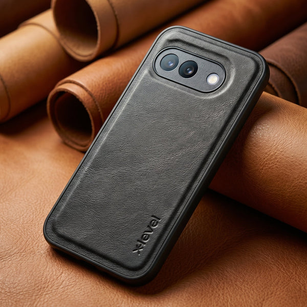 X-LEVEL Black Leather Case for Google pixel 9a