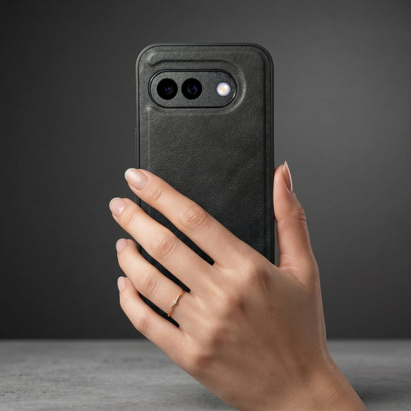 X-LEVEL Black Leather Case for Google pixel 9a