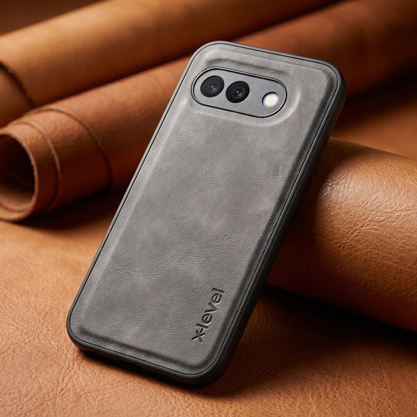 X-LEVEL Grey Leather Case for Google pixel 9a
