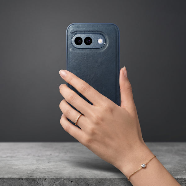 X-LEVEL Blue Leather Case for Google pixel 9a