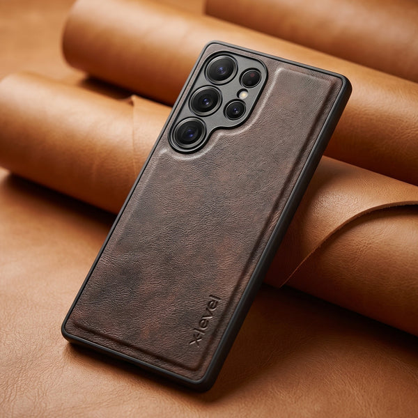 X-LEVEL Dark Brown Leather Case for Samsung S24 Ultra