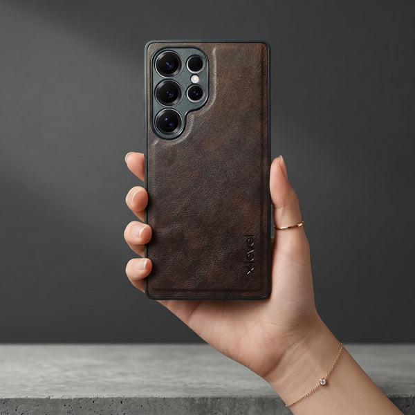 X-LEVEL Dark Brown Leather Case for Samsung S24 Ultra