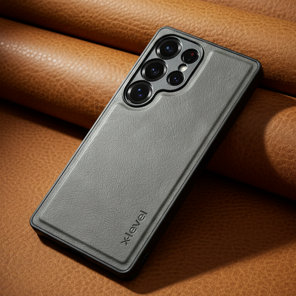 X-LEVEL Grey Leather Case for Samsung S24 Ultra