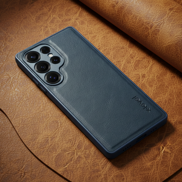 X-LEVEL Blue Leather Case for  Samsung S24 Ultra