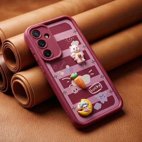 Dark Pink Friends Lucky Silicone case for Samsung A55