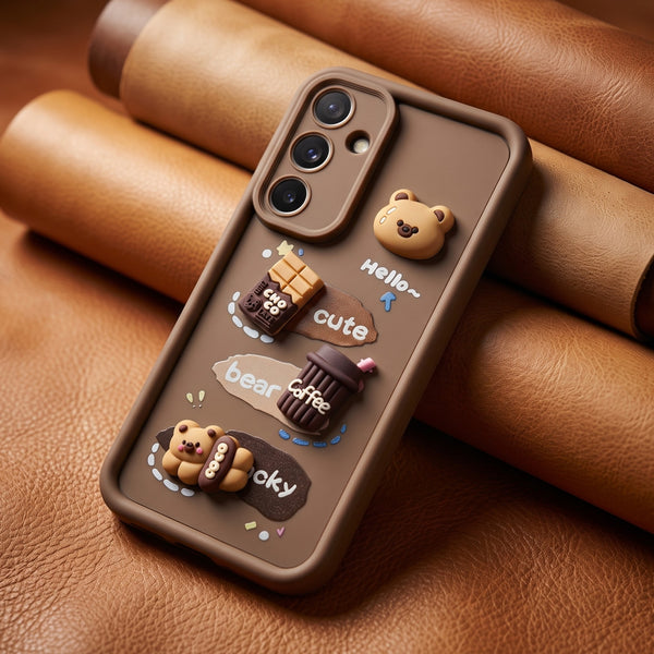 Brown Hello Cute Bear Silicone case for Samsung A55