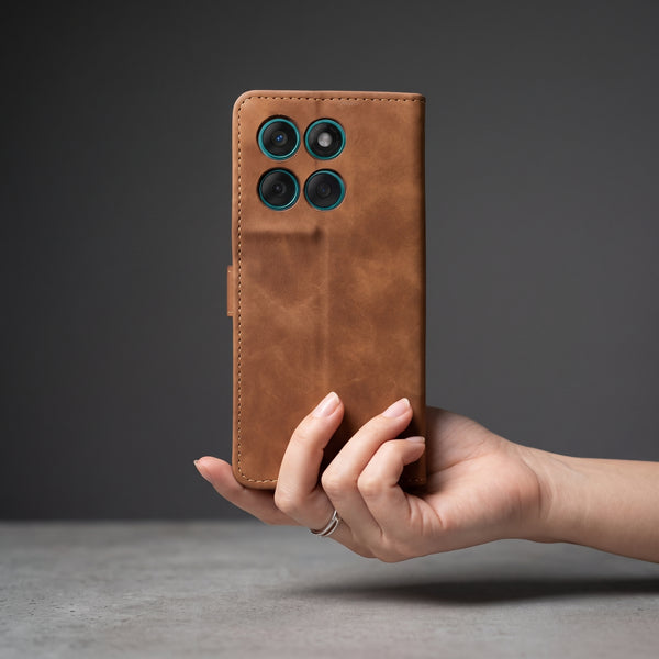 Velvet Brown Flip Leather Case for Motorola Edge 60 Fusion