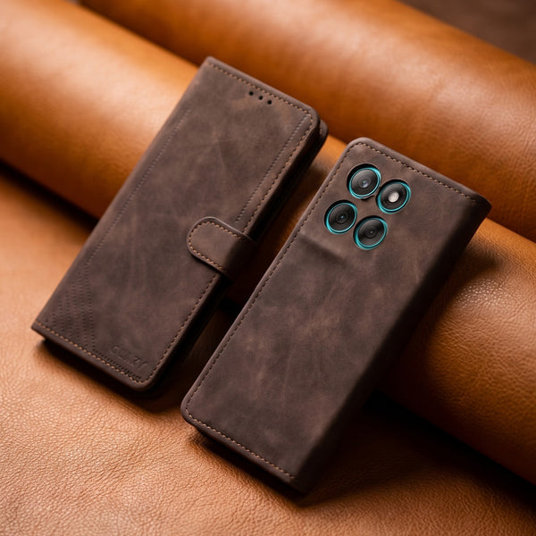 Velvet Dark Brown Flip Leather Case for Motorola Edge 60 Fusion