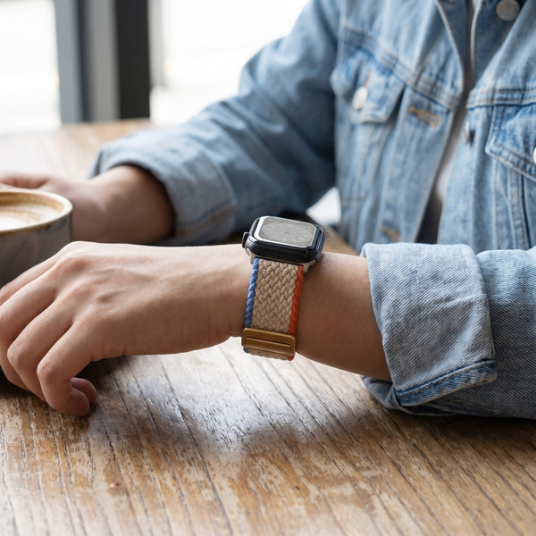 Blue-White Multi Unity Braided Solo Loop For Strap For Apple Watch Series 1 (42mm/44mm/45mm/46mm/49mm)