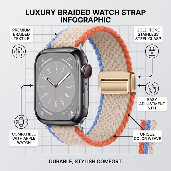 Blue-White Multi Unity Braided Solo Loop For Strap For Apple Watch Series 1 (42mm/44mm/45mm/46mm/49mm)