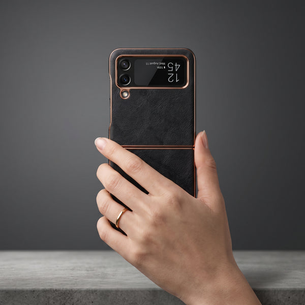 Black DEE Leather Case for Samsung Galaxy Z FLIP 4