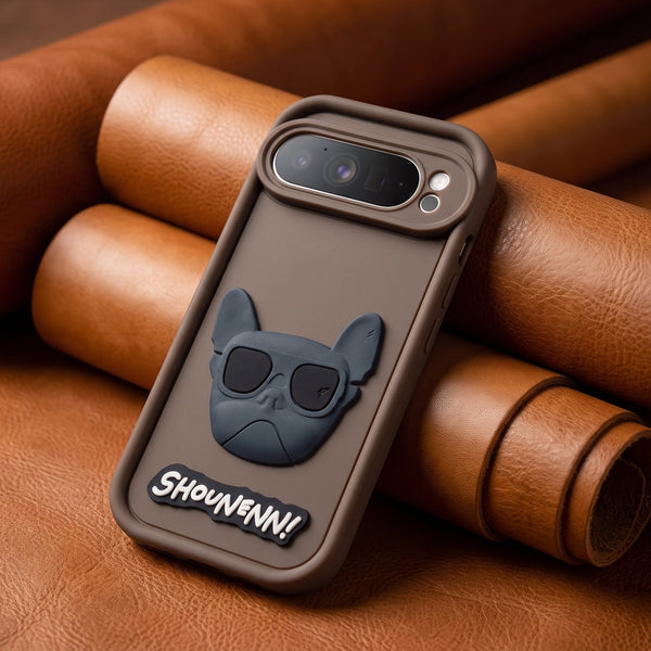 Brown SHOUNENN BULLDOG Silicone case for Google Pixel 9 Pro XL