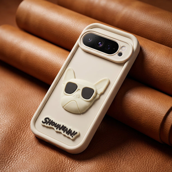 Cream SHOUNENN BULLDOG Silicone case for Google Pixel 9 Pro XL