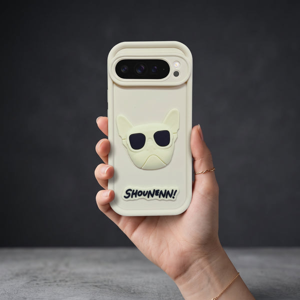 Cream SHOUNENN BULLDOG Silicone case for Google Pixel 9 Pro XL