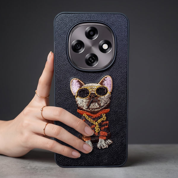 Black Leather Bulldog OC Ornamented for Oppo F31 Pro