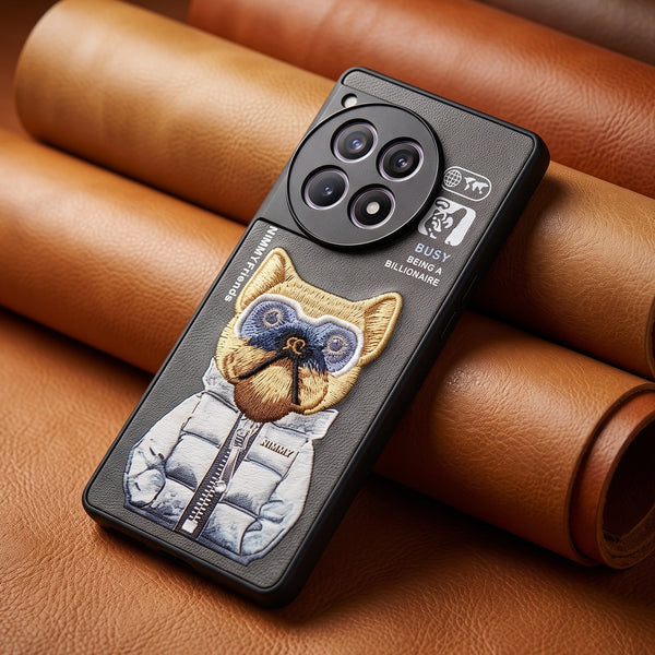 Grey Leather Being A Billionaire Camera Ornamented for Oneplus 12r