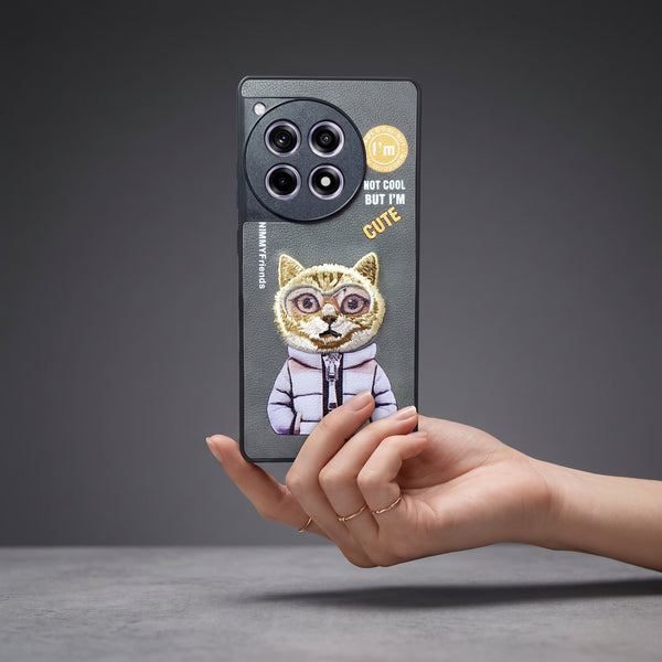 Grey Leather NOT COOL BUT I'M CUTE Camera Ornamented for Oneplus 12r