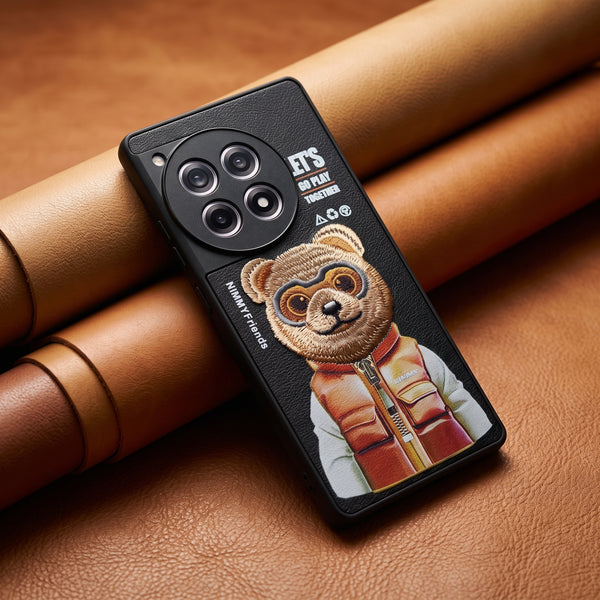 Black Leather LET'S GO PLAY TOGETHER Camera Ornamented for Oneplus 12r