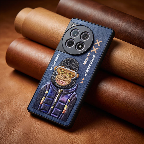 Dark Blue Leather I'M NOT PLAYER Camera Ornamented for Oneplus 12r