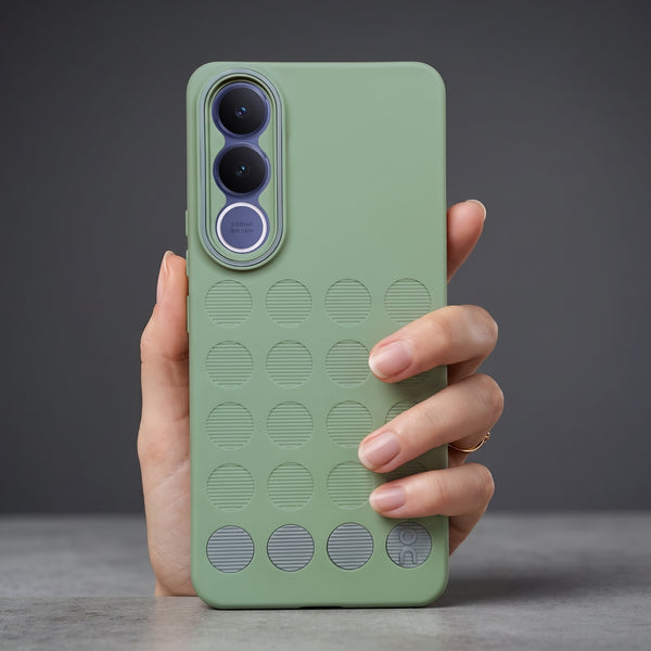 Stack Green (Grey circle) Silicone Case for  Vivo V70 FE