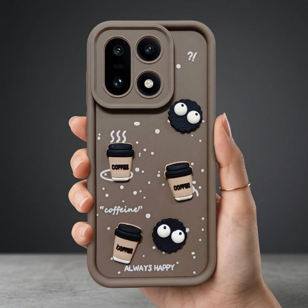 Brown COFFEE (ALWAYS HAPPY) Silicone case for Oneplus 15