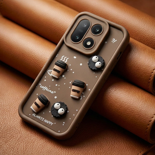 Brown COFFEE (ALWAYS HAPPY) Silicone case for Oneplus 15
