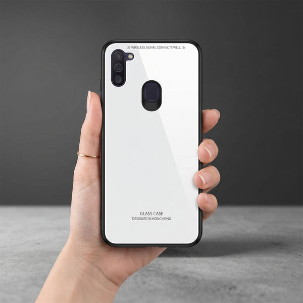 White Glass case for Samsung M11