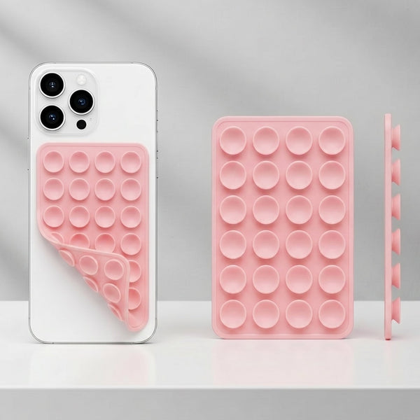 Pink Sticky Phone Stand Silicone Suction Phone Case Mount For Mobile