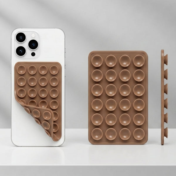 Brown Sticky Phone Stand Silicone Suction Phone Case Mount For Mobile