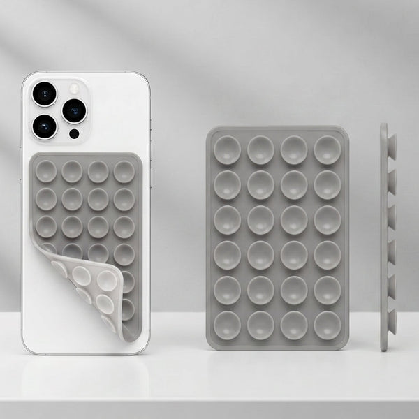 Light Grey Sticky Phone Stand Silicone Suction Phone Case Mount For Mobile