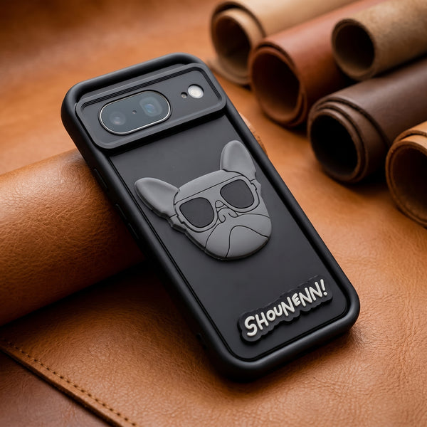 Black SHOUNENN BULLDOG Silicone case for Google Pixel 8