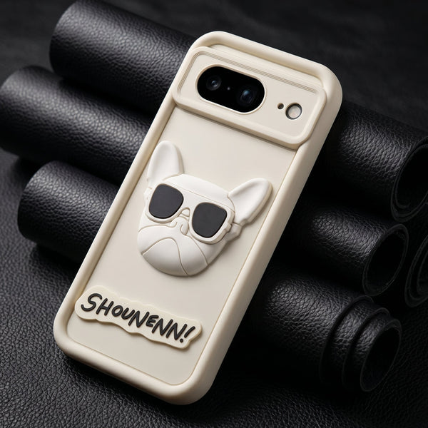 Cream SHOUNENN BULLDOG Silicone case for Google Pixel 8
