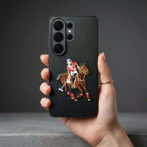Black Leather Horse Rider OC Ornamented for Samsung S26 Ultra