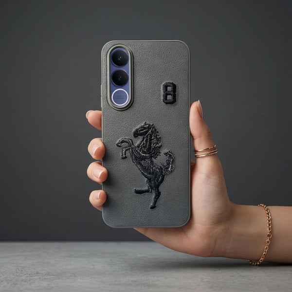 Grey Leather Horse No.8 OC Ornamented for Vivo V70 Fe