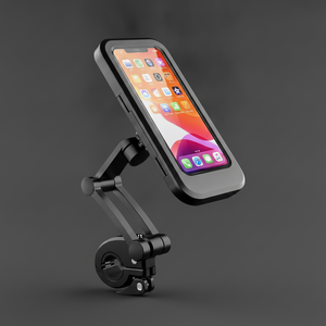 Black 360° Rotating Waterproof Bike Mobile Holder, Universal Motorcycle & Bicycle Handlebar Phone Mount with Sensitive Touch Screen Cover, Fits Smartphones Up to 7.2 Inches