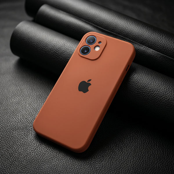 Brown Original Camera Silicone case for Apple iphone 12 Mini