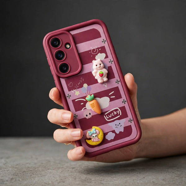 Dark Pink Friends Lucky Silicone case for Samsung A55